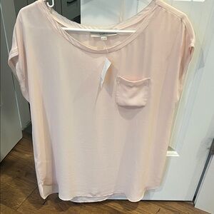 LOFT Light Blush Short Sleeve Pocket Blouse